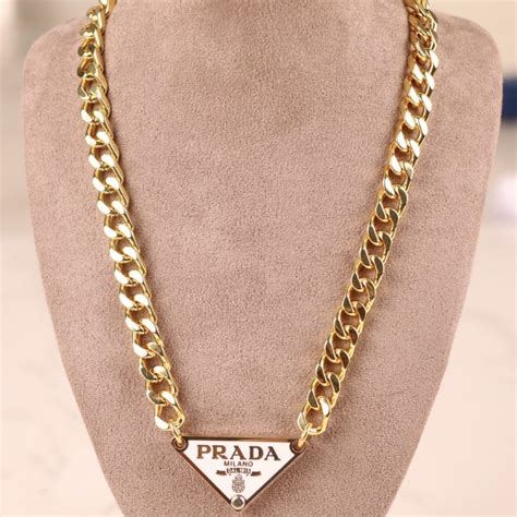 prada necklace triangle pink|gold prada necklace dupe.